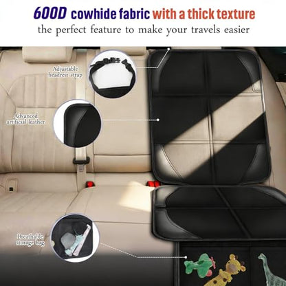 Bacgnyer Car Seat Protector, 1 Pack Carseat Seat Protectors with Thick Padding and Non-Slip Backing, Waterproof 600D Fabric Car Seat Cover for Baby Child Car Seats with 2 Mesh Pockets - color: Basic Black 1PCS