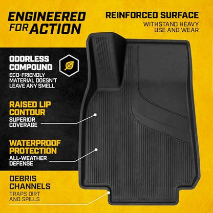 Cat® JustFit™ 3D Floor Mats for Tesla Model Y 2020–2024 Custom Fit All Weather Floor Liners, Heavy Duty Rubber Mats for Tesla Model Y – Premium Tesla Accessories for Full Interior Protection - style: Tesla Model Y (2020-2024)