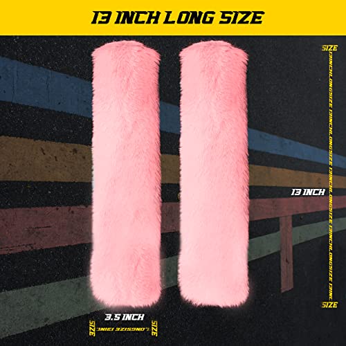 GAMPRO Car Seat Belt Pad Cover Kit, 2-Pack 13 inch Faux Rex Rabbit Fur Soft Comfortable Car Safety Seat Belt Strap Shoulder Pad for Adults and Children (2D) - color: 2D