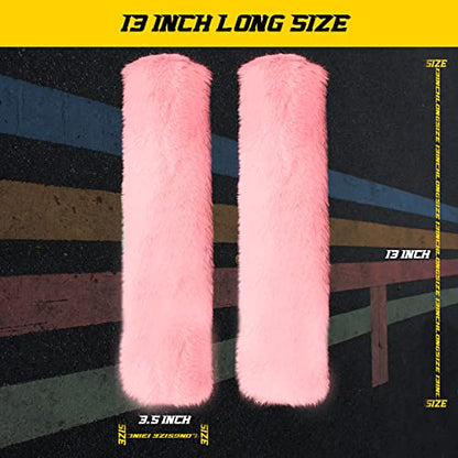 GAMPRO Car Seat Belt Pad Cover Kit, 2-Pack 13 inch Faux Rex Rabbit Fur Soft Comfortable Car Safety Seat Belt Strap Shoulder Pad for Adults and Children (2D) - color: 2D