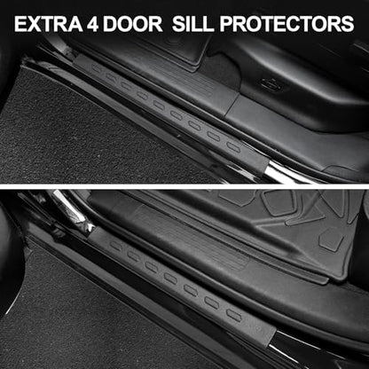 Floor Mats for 2019-2024 Ram 1500 (Only Classic Body) Crew Cab 2013-2018 1500/2500/3500 Crew Cab, TPE All Weather Durable Floor Liners Door Sill Guards for Ram 1500 Classic - size: 2019-2024 | For Dodge Ram 1500 Classic