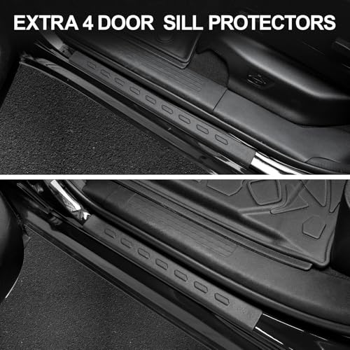Floor Mats for 2019-2024 Ram 1500 (Only Classic Body) Crew Cab 2013-2018 1500/2500/3500 Crew Cab, TPE All Weather Durable Floor Liners Door Sill Guards for Ram 1500 Classic - size: 2019-2024 | For Dodge Ram 1500 Classic