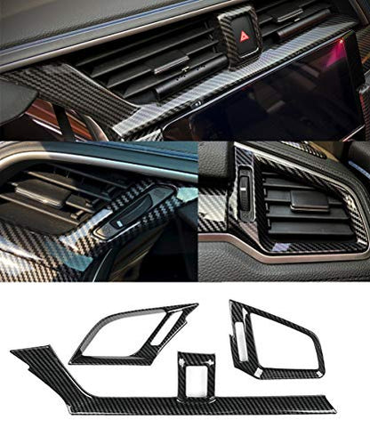 GZXinWei Carbon Fiber Grain ABS Car Interior Front Side and Console Air Outlet Vent Frame Trim Sticker for Honda 10th Gen Civic 2016 2017 2018 2019 2020 2021 - color: Carbon Fiber Grain