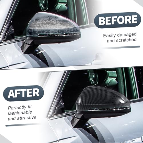 X AUTOHAUX Pair Car Rear View Driver Passenger Side Mirror Cover Cap Replacement Black Carbon Fiber for Audi A4 A5 S4 S5 RS5 Mirror Guard Covers Exterior Decoration Trims