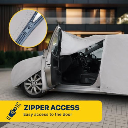 Seal Skin Covers Waterproof Car Cover for Sedan, All Weather UV Protection, Windproof Straps, Dustproof, Soft Cotton Lining, Outdoor Automobile Cover with Mirror Pockets(194"-208" L X 59" H) - size: C4 Sedan 194"-208"L X 59"H
