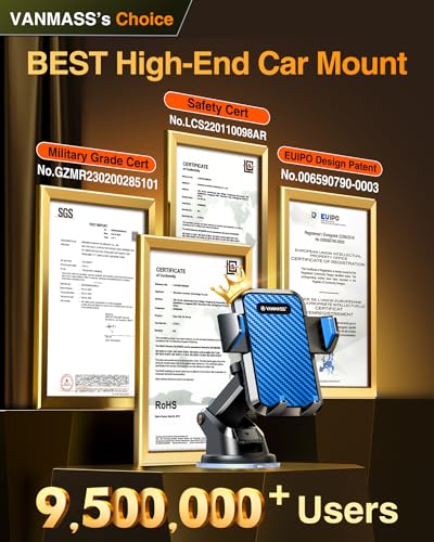VANMASS【85+LBS Strongest Suction & Military-Grade Ultimate Car Phone Mount【Patent & Safety Certs】 Cell Phone Holder for Dash Windshield Vent for iPhone 17 Pro Max Automobile Accessory Kits,Light Blue - color: Light Blue