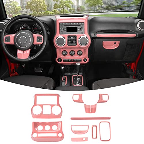 RT-TCZ for Jeep JK Interior Trim Kit Pink, JKU Center Console Dashboard Panel Trim Cover for Jeep Wrangler JK JKU 2011-2017 Pink Interior Accessories 10pcs - color: pink