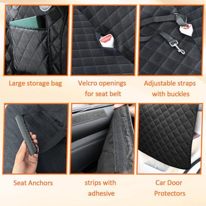 Dog Car Seat Cover for Back Seat Extender for Dogs,Hard Bottom Car Seat Cover for Dogs with Car Door Protectors, Waterproof and Scratch-Resistant Seat Covers for Cars SUV&Truck