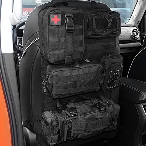 Z8 Tactical Front Seat Back Storage Bag/Hanger Bag Organizer with 5 Bags,Universal fits for All Vehicel - color: Black