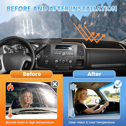 Newly Released Dash Cover for 2007-2013 Chevy Silverado/GMC Sierra (Only Fit 07-13 Silverado/Sierra with 2 Glove Boxes) Dashboard Cover Accessories for Silverado/Sierra Dash Mat Dashboard Cover Mat - size: Silverado/Sierra 07-13(Black)