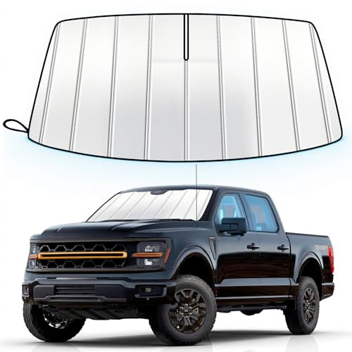 Windshield Sun Shade for Ford F150 2021-2025 2026 (Lariat, King Ranch, Platinum, XL, STX, XLT, Limited, Tremor, Raptor), Custom Fit Foldable Accordion Front Window Sunshade Accessories - size: For Ford F150 2021-2025 2026