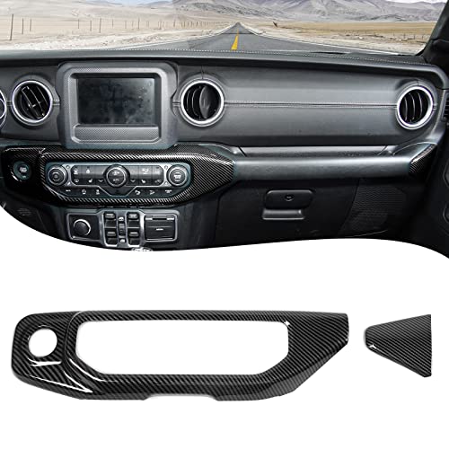 RT-TCZ Center Console Air Conditioner Control Panel Trim Cover Dashboard Decoration Interior Accessories for Jeep Wrangler JL JLU & Gladiator JT 2018-2023,Carbon Fiber Grain - color: Carbon Fiber Grain