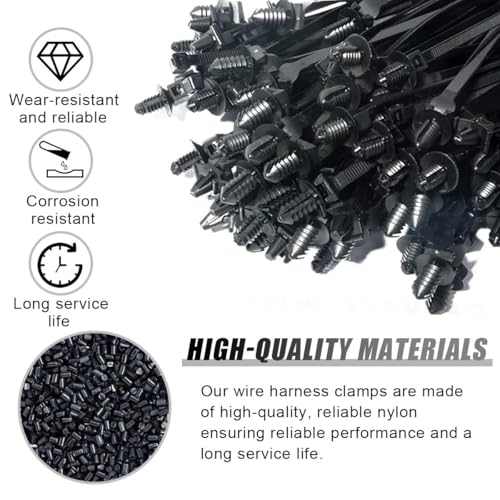 200PCS Car Wire Loom Routing Clips, Push Mount Cable Tie Assortment Kit, 15 Different Sizes Automotive Wiring Harness Clip, Universal Replacement Part for Most Vehicles