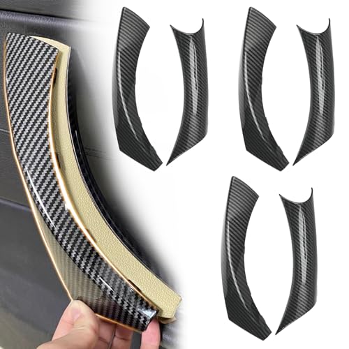 6PCS/Set Interior Inner Inside Door Pull Sticky Handle Cover for BMW 3 Series E90/E91/E92/E93 320 325 328 335 330 M3 (2004-2011) Left and Right Passenger Side (Carbon Fiber Pattern) - color: Carbon Fiber Pattern