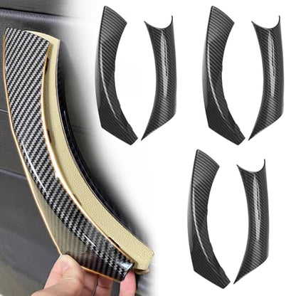 6PCS/Set Interior Inner Inside Door Pull Sticky Handle Cover for BMW 3 Series E90/E91/E92/E93 320 325 328 335 330 M3 (2004-2011) Left and Right Passenger Side (Carbon Fiber Pattern) - color: Carbon Fiber Pattern