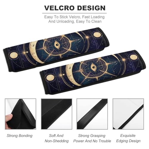 Fashion 2PCS Car Belt Covers, Sacred Geometric Symbol Purple Space Galaxy Stars Mystic Sun Moon Protect Your Shoulders Car Safety Seat Belt Strap - color: Color852