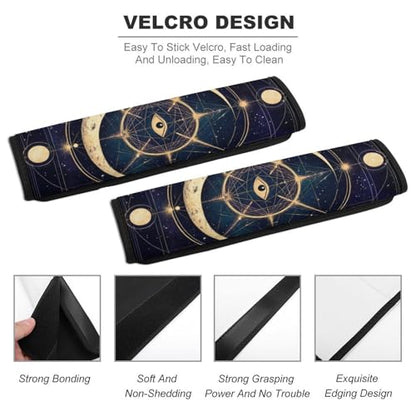 Fashion 2PCS Car Belt Covers, Sacred Geometric Symbol Purple Space Galaxy Stars Mystic Sun Moon Protect Your Shoulders Car Safety Seat Belt Strap - color: Color852