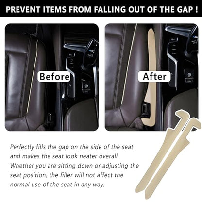 Junecarp Car Seat Gap Filler 2 Pack,Flexible Car Gap Filler Organizer to Impede Items from Dropping,Essential Interior Car Accessories Seat Gap Plug Perfectly Fits Car Gap (Beige) - color: Beige/2pcs