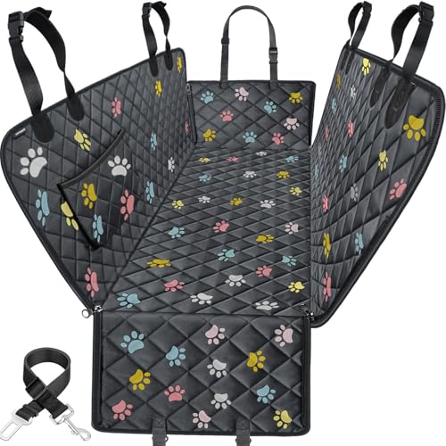 URPOWER Dog Car Seat Cover for Pets 100% Waterproof Seat Cover Hammock 600D Heavy Duty Scratch Proof Nonslip Durable Soft Back Seat Covers for Cars Trucks and SUVs - color: Colorful, size: Standard - 54" Length