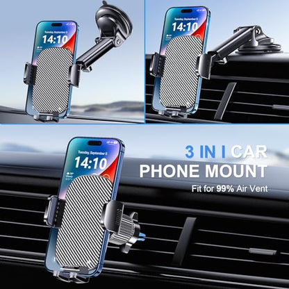 TICILFO Phone Mount for Car Phone Holder [Military-Grade Suction & Stable Clip] Car Phone Holder Mount Windshield Dashboard Air Vent Universal Automobile Mount Fit for All Dash Mounting Kits iPhone - style: Modle-B