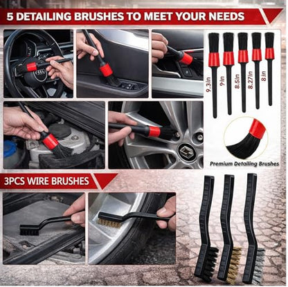 63PCS Car Wash Cleaning Kit,Car Wash Brush with Long Handle,Car Detailing Kit with Foam Gun,Car Cleaning Supplies,Handheld Vacuum, Car Detailing Kit (63PCS) - size: 63PCS