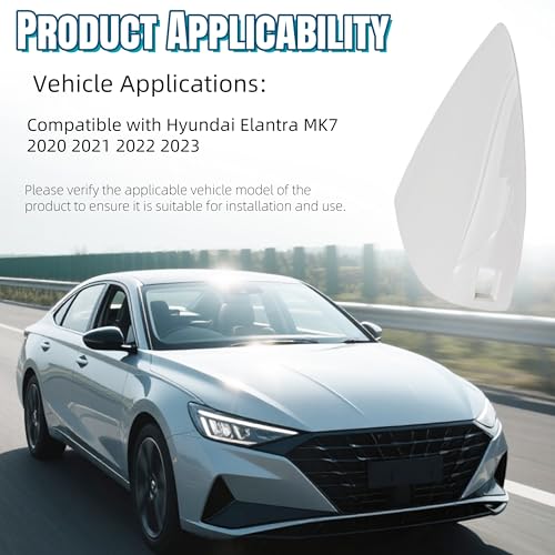 Car Front Left Side Door Handle Key Cover Cap Compatible with Hyundai Elantra MK7 2020 2021 2022 2023 Replace Part 82652-AA100 Door Handle End Bezel (Front Left, White) - color: White