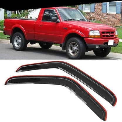 Original 2pcs Wind Deflectors, in-Channel Rain Guards Set, Side Window Visors Compatible with 1993-2011 94-10 Mazda B2300/B4000,94-08 Mazda B3000 with Standard/Extended Cab 92083 - size: For 1993-2011 Ford Ranger