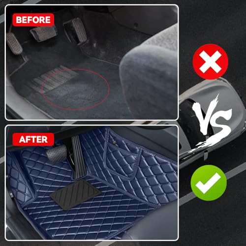 Car Floor Mats Fit for Nissan Kicks 2022-2025 All Weather Durability Leather Car Floor Mats, Skidproof Pedal, Waterproof, Wear-reistant(Blue) - color: Blue