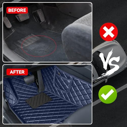 Car Floor Mats Fit for Nissan Kicks 2022-2025 All Weather Durability Leather Car Floor Mats, Skidproof Pedal, Waterproof, Wear-reistant(Blue) - color: Blue