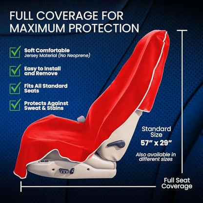 Dri Seats Waterproof Car Seat Cover – Premium Sweat Towel with Slip Resistant Backing for Front Seats in Cars, Trucks, SUVs – Universal Seat Covers & Liner, Easy Install (Red, Large) - color: Red, size: Large
