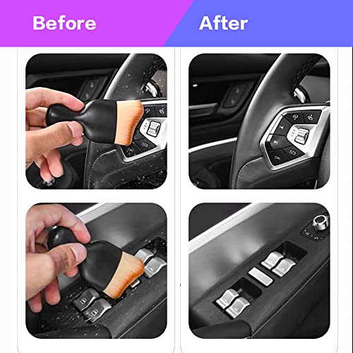 AOCISKA Car Interior Detailing Brush,Soft Bristle Cleaning Brush Car Detailing Brush Dusting Brush,Car Interior Cleaning Tool,Auto Detail Brush Car Dash Duster Brush (Black with Cap) - color: Black With Cap