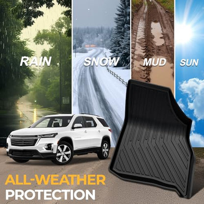 Floor Mats for Chevy Traverse 2018-2023, All Weather Floor Mats Trunk Cargo Liner with Backrest Protectors Accessories, Full Coverage Set (Fit 7 Sests) - size: For Chevy Traverse | 2018-2023