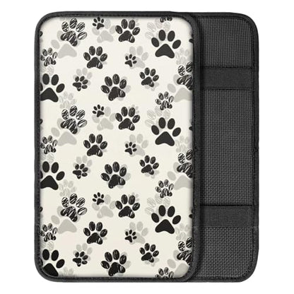 Dreaweet Black Dog Paw Print Car Center Console Cover for Women Cute Car Armrest Cover Center Console Cushion Pad Soft Comfy Arm Rest Cover for Car Truck SUV Van - color: Black Dog Paw