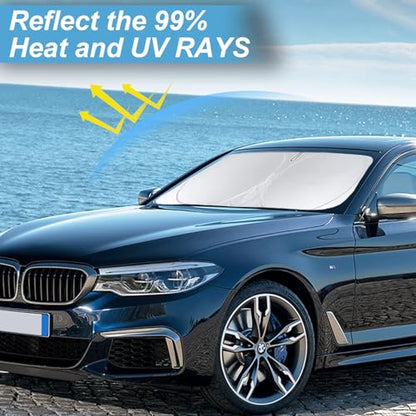 for BMW 5-Series Windshield Sun Shade Sunshade Custom Fit for BMW 5 Series G30 G31 2011-2024 2025 Windshield Cover for 530i, 530e, 545i, 550i 525i, 528xi, Front Window Shield Protector Car Accessories - size: for BMW 5 Series 11-25