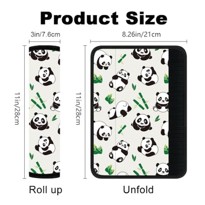 2Pcs Soft Auto Seat Belt Cover Pad Cute Cartoon Panda and Bamboo Print Car Seatbelt Shoulder Cushion for Comfortable Driving, Compatible with All Cars' Seatbelt and Backpack Straps - color: Panda