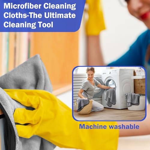 Tallew 12 Pcs Microfiber Towels for Cars, 800 GSM Plush Drying Cleaning Cloth Bulk, 16 x 16 Inch Thick Absorbent Wash Detailing Towels for Car Polishing, House, Kitchen Cleaning(Gray) - color: Gray
