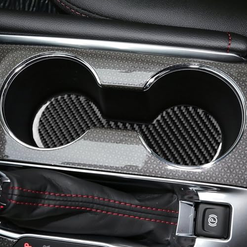 Black Carbon Fiber Compatible with Chevy/Chevrolet Malibu 2016-2025 2017 2018 2019 2020 2021 2022 2023 2024 Accessories Car Cup Coaster Cup Holders Embedded Cover Interior Trim Decal - color: Cup Holder Pad
