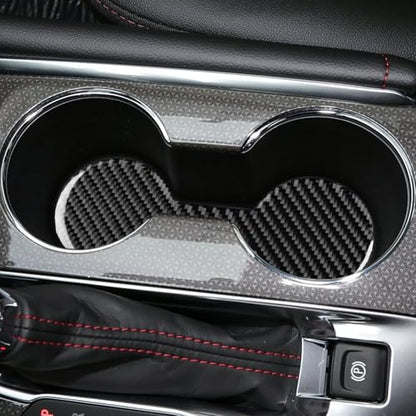 Black Carbon Fiber Compatible with Chevy/Chevrolet Malibu 2016-2025 2017 2018 2019 2020 2021 2022 2023 2024 Accessories Car Cup Coaster Cup Holders Embedded Cover Interior Trim Decal - color: Cup Holder Pad