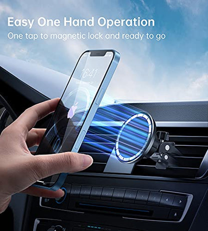 Magnetic Car Mount Phone Holder - Mag Safe Air Vent Phone Mount for Car Compatible with iPhone 15 14 13 12 Pro Max Mini Plus, 360° Adjustable Mag Safe Car Mount Phone Holder for All Phone