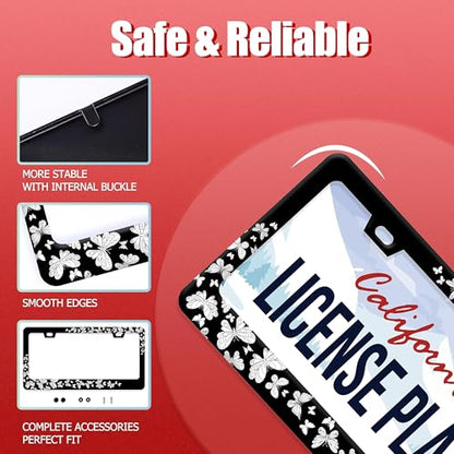 【2Pcs】 Butterfly License Plate Frame Beautiful Butterflies License Plate Stainless Steel Auto Parts with Screws Size 12.3" x 6.3" for Men Women - color: 【2Pcs】Butterfly