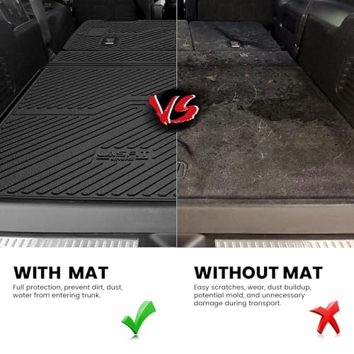 LASFIT Trunk Mat with Backrest Mat 2015-2020 for Chevrolet Chevy Suburban/GMC Yukon XL(Only Yukon XL, Not Fit Yukon)/Cadillac Escalade ESV(Only Escalade ESV, Not Fit Escalade), All Weather TPE Mat - size: Cargo for Suburban/Yukon XL/Escalade ESV 2015-2020