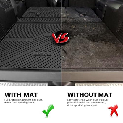 LASFIT Trunk Mat with Backrest Mat 2015-2020 for Chevrolet Chevy Suburban/GMC Yukon XL(Only Yukon XL, Not Fit Yukon)/Cadillac Escalade ESV(Only Escalade ESV, Not Fit Escalade), All Weather TPE Mat - size: Cargo for Suburban/Yukon XL/Escalade ESV 2015-2020