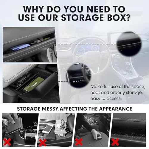 Autorder 2PCS Center Console Organizer for 2019-2025 Toyota RAV4 Accessories ABS Driver Drawer Storage Box Silicone Glove Box Organizer Center Console Insert Tray with Anti-Slip Surface - size: 2019-2025 Toyota RAV4 2PCS