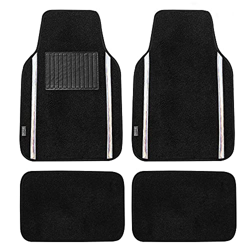 FH Group Universal Fit Car Floor Mats – All-Purpose Carpet Floor Mats & Protectors for Cars, SUVs & Trucks, Durable Automotive Carpet Mats, White & Black - color: White, style: Floor Mats