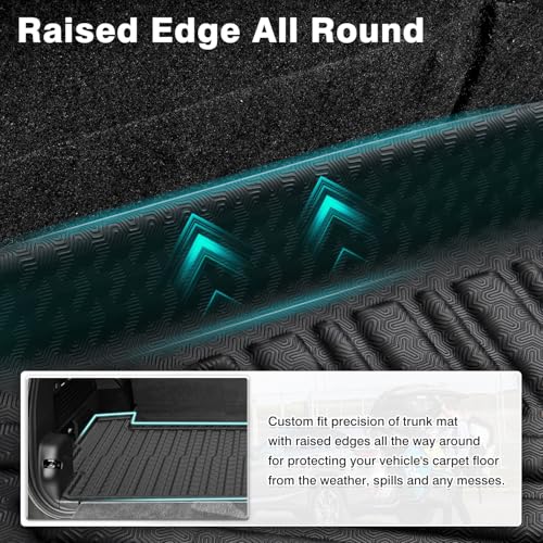 Mixsuper Cargo Liner for Rivian R1S 2022-2024 2025, All Weather Trunk Mat for R1S Accessories Anti-Slip Trunk Liner Rear Cargo Mat Black - size: Fit for Rivian R1S | 2022-2025