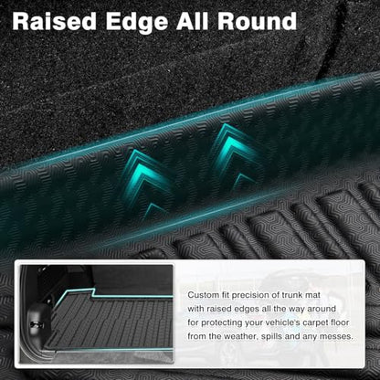 Mixsuper Cargo Liner for Rivian R1S 2022-2024 2025, All Weather Trunk Mat for R1S Accessories Anti-Slip Trunk Liner Rear Cargo Mat Black - size: Fit for Rivian R1S | 2022-2025
