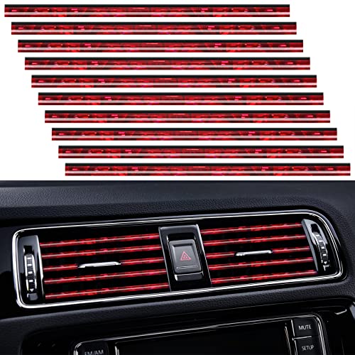 20 Pieces Universal Car Air Conditioner Vent Trim Decoration Strip Accessories, Waterproof Flexible Shiny Auto Car Interior Accessories for All Air Vent Outlet - color: C-Shiny Red - 20 Pieces