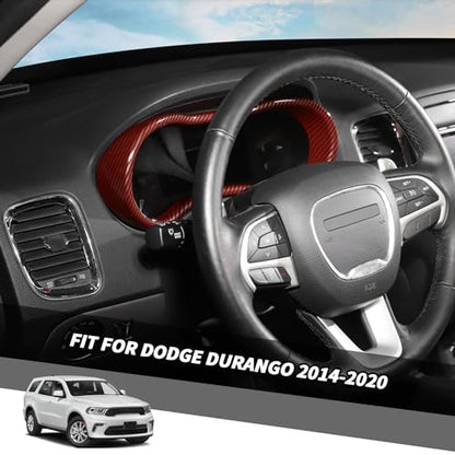 Jimen Fit for Dodge Durango 2014-2020, Car Dashboard Cover Interior Trim Accessories (Red Carbon Fiber) - color: Red Carbon Fiber