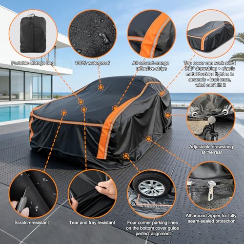 Patented Fully Enclosed Car Cover Waterproof All Weather 2-in-1 for Audi A8/S8,BMW 7 Series,Dodge Charger 1971-1978 Automobiles Universal Fit Sedan/Coupe Length 209-218 Inch Exterior Covers 6-Layer - size: 3.Fit Sedan/Coupe Length 209-218 Inch