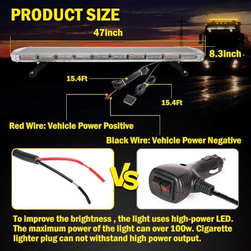 ASPL 46 inch 220 LED Rooftop Low Profile Strobe Light Bar Emergency Warning Beacon Car Hazard Flashing Construction Roof Lights Bars for Trucks Tow Automotive Construction Vehicle (Amber - color: Amber